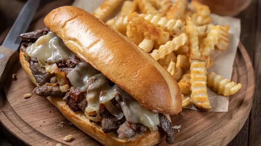 Cheesesteak sandwich & fries